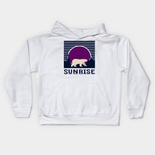 minimalistic purple sunrise with polar bear Kids Hoodie